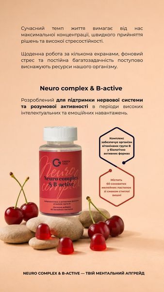 Neuro Complex & B-Active  (Нейрокомплекс з активними формами вітамінів групи В) (60 капс.)  від GREEN VISA  65/003 фото